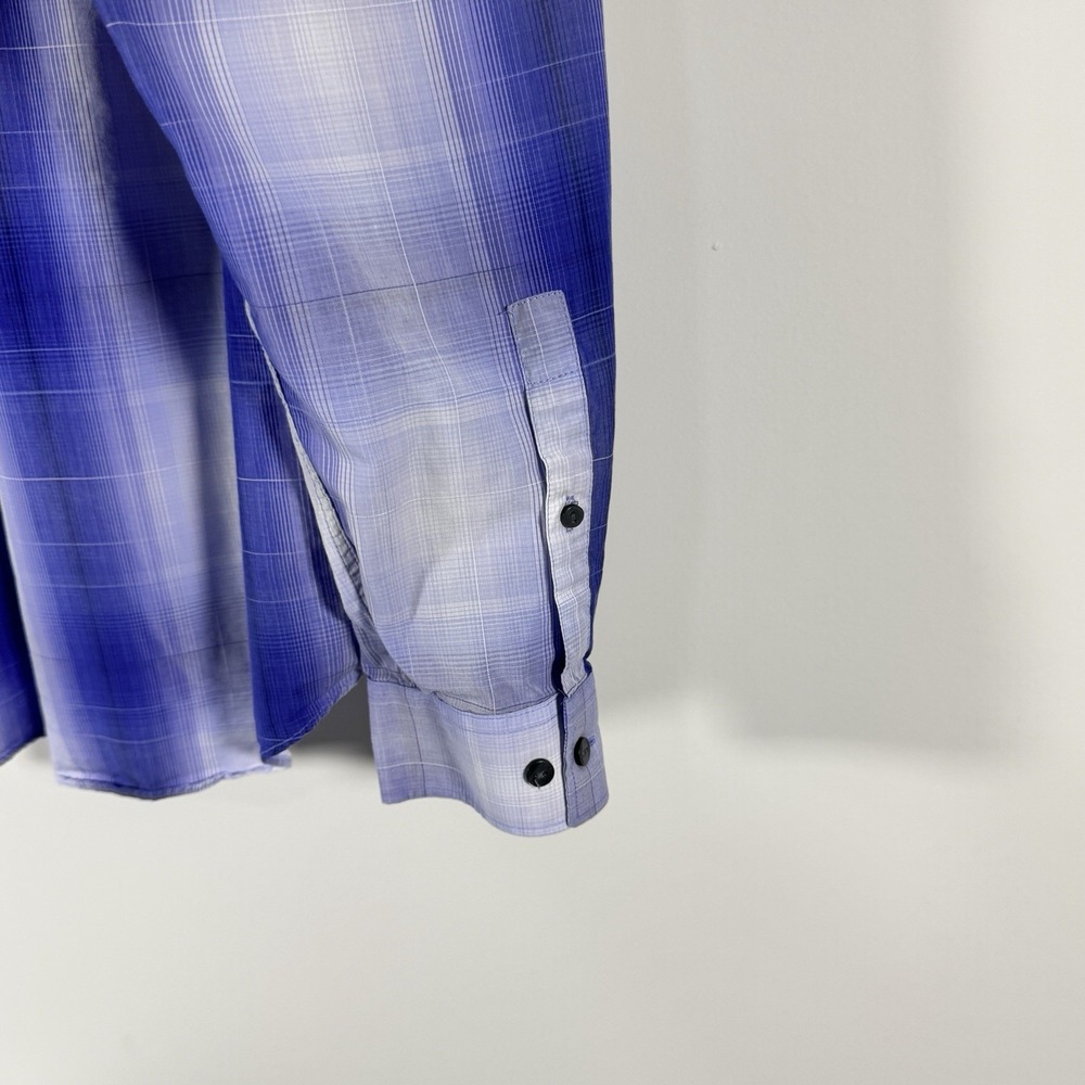Calvin Klein Mens‎ Purple Plaid Button Down Shirt Cotton Tencel Long Sleeve L - Picture 9 of 13